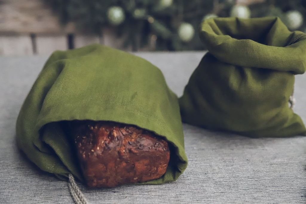Lot de 2 Sacs à Snack en Lin Lavé – Vert Mousse | Éco-responsable