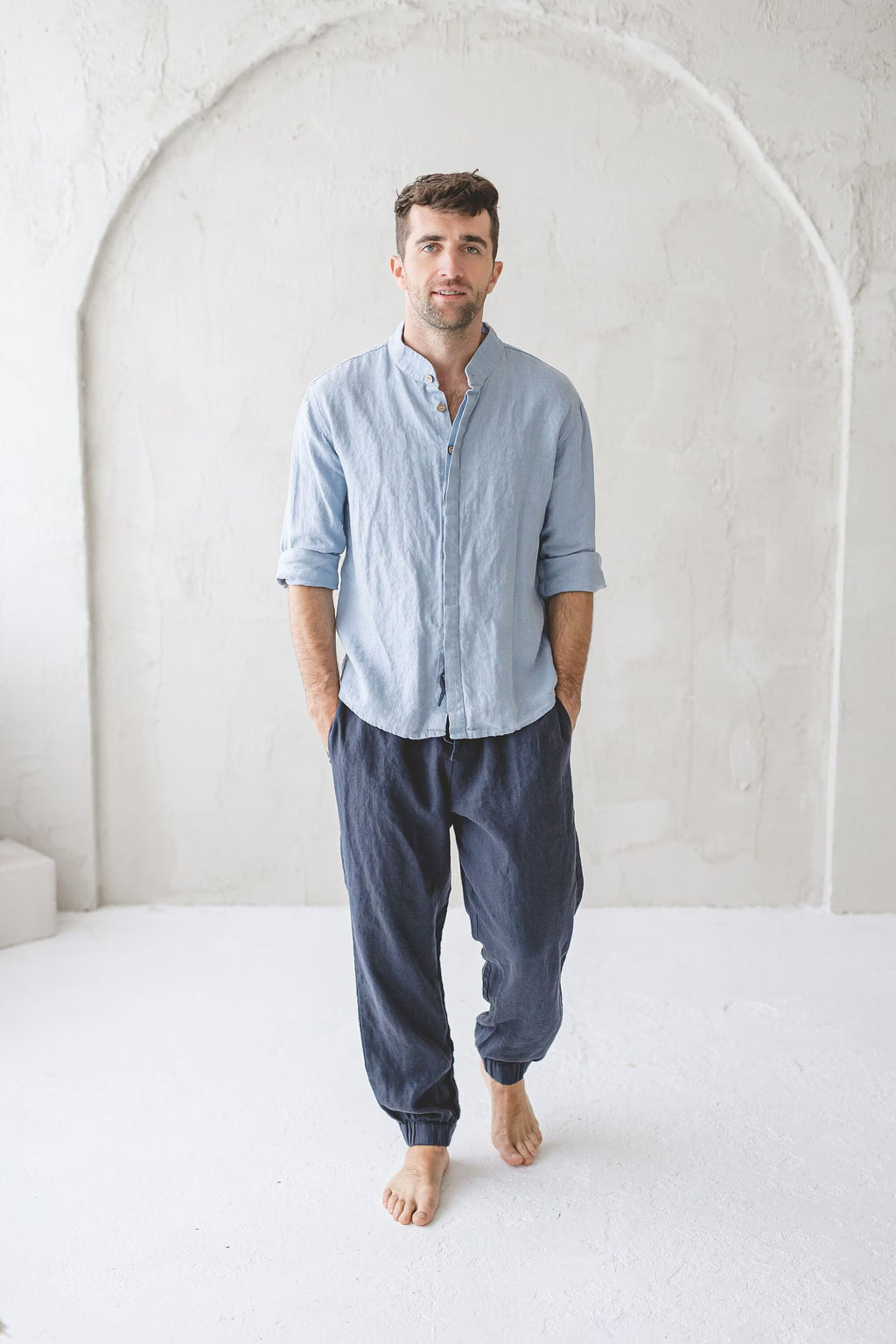 Pantalon Cargo en Lin pour Homme – Coupe Décontractée | Taille Élastiquée & Poches
