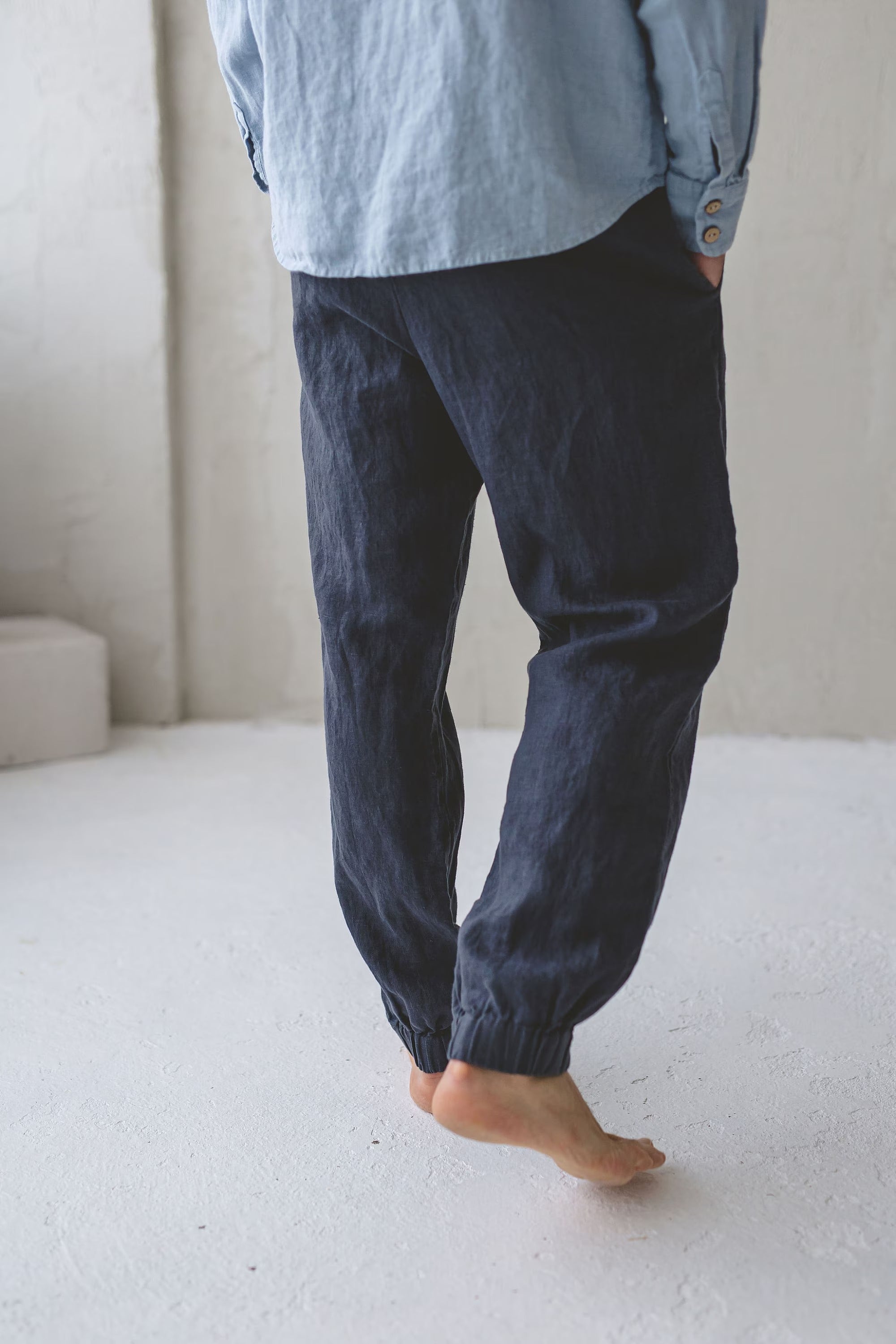 Pantalon Cargo en Lin pour Homme – Coupe Décontractée | Taille Élastiquée & Poches