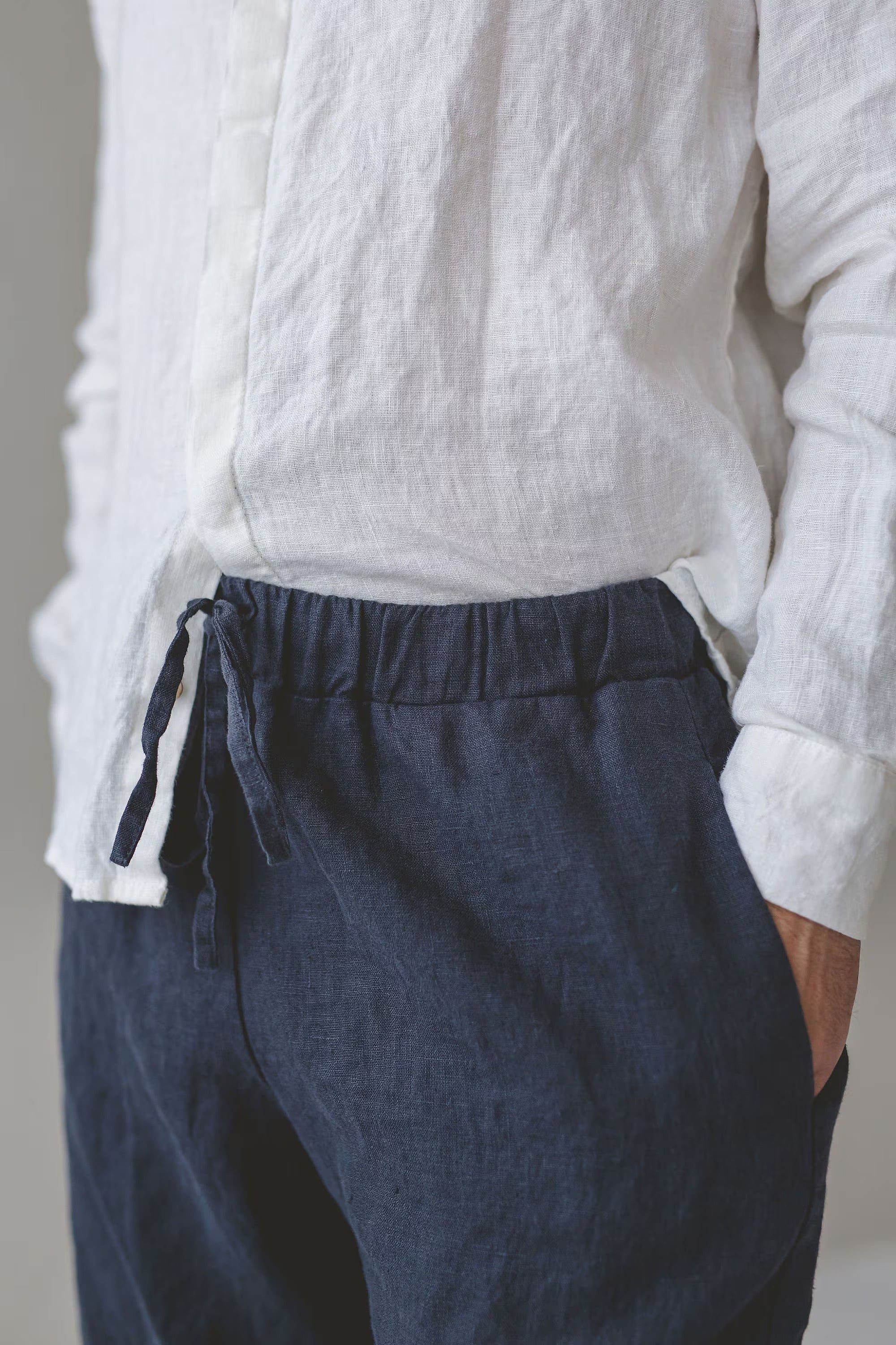 Pantalon Cargo en Lin pour Homme – Coupe Décontractée | Taille Élastiquée & Poches