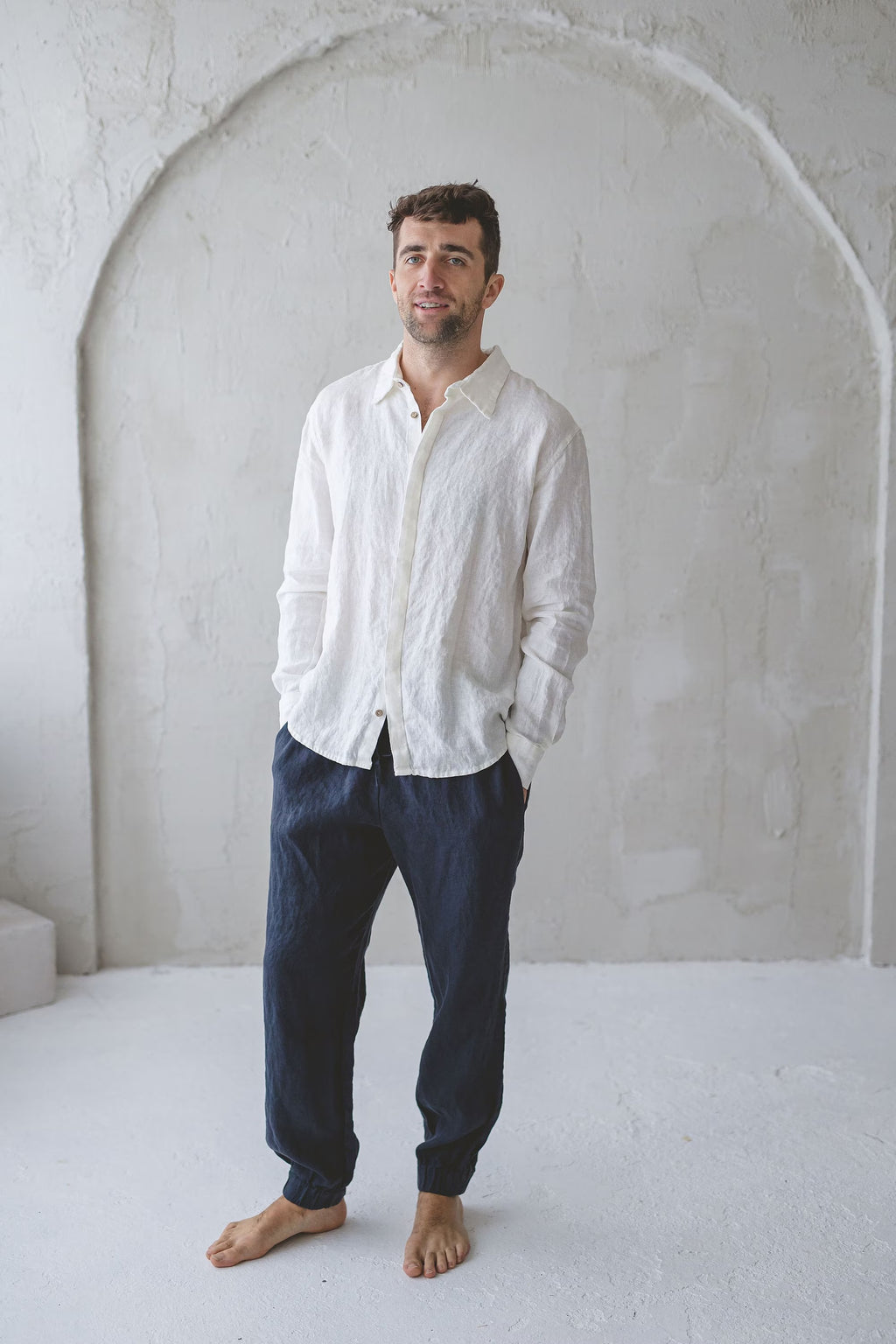 Pantalon Cargo en Lin pour Homme – Coupe Décontractée | Taille Élastiquée & Poches