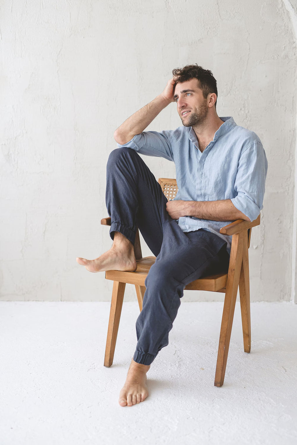 Pantalon Cargo en Lin pour Homme – Coupe Décontractée | Taille Élastiquée & Poches