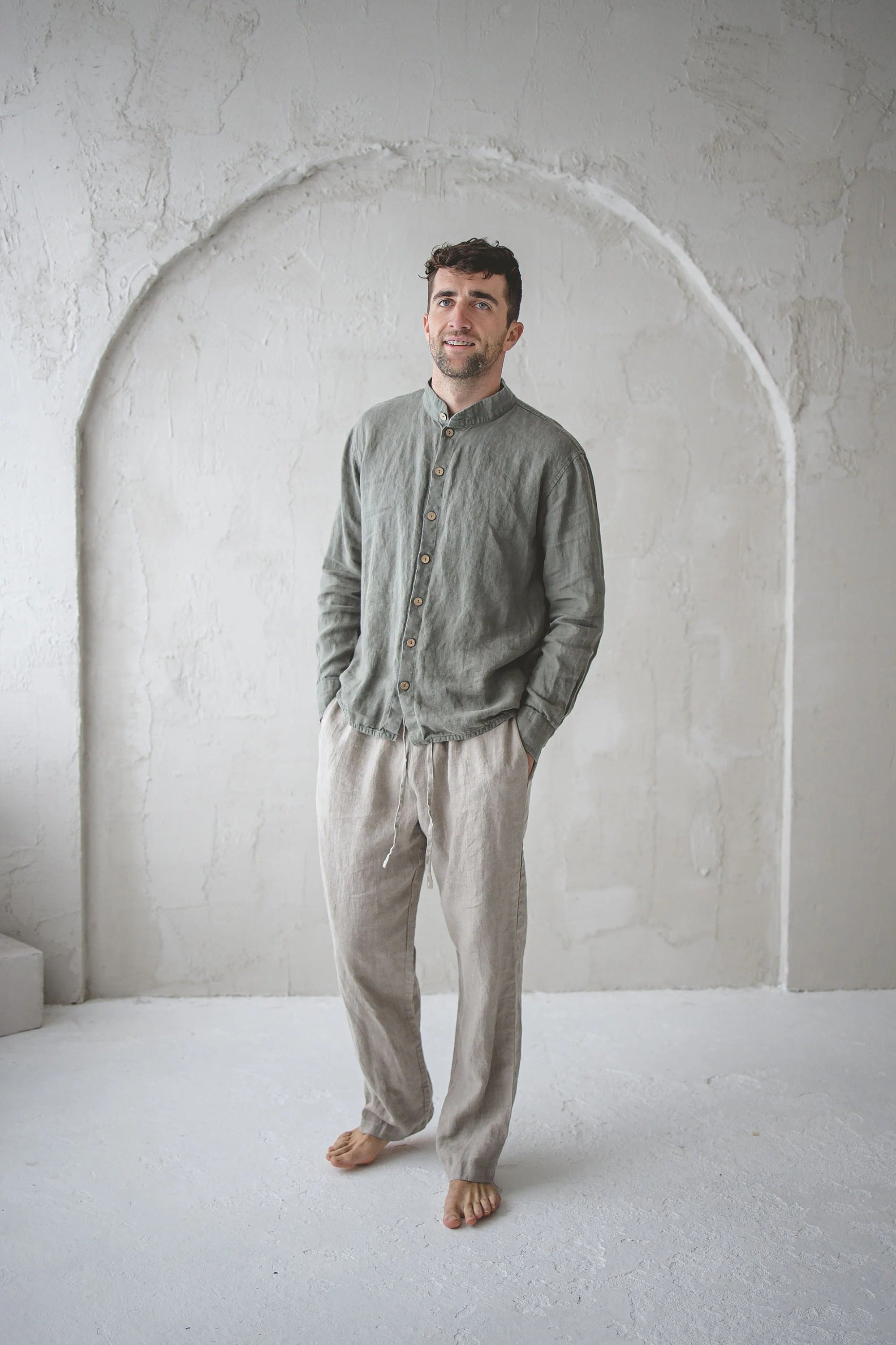 Pantalon de Loisirs en Lin pour Homme – Coupe Décontractée | Taille Élastiquée