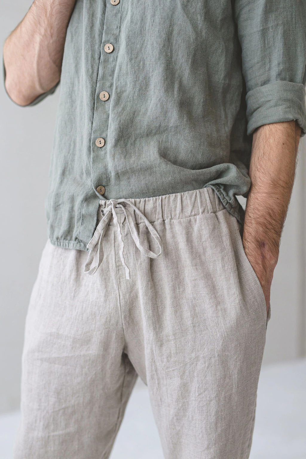 Pantalon de Loisirs en Lin pour Homme – Coupe Décontractée | Taille Élastiquée