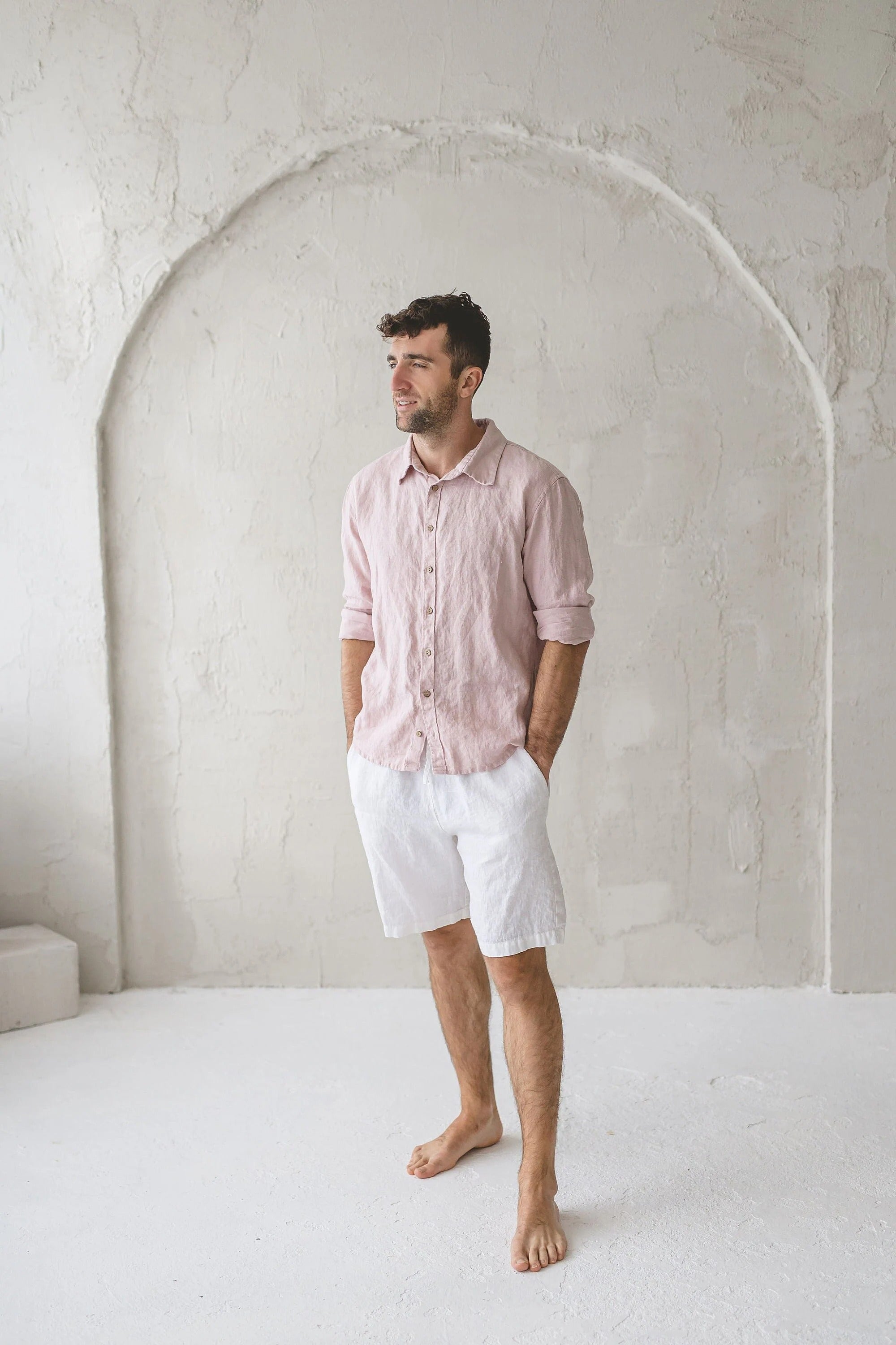 Short en Lin Décontracté pour Homme – Taille Élastiquée | Confort & Style Été