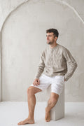 Chemise Classique en Lin pour Homme – Lin Naturel | Manches Longues & Boutons en Coco