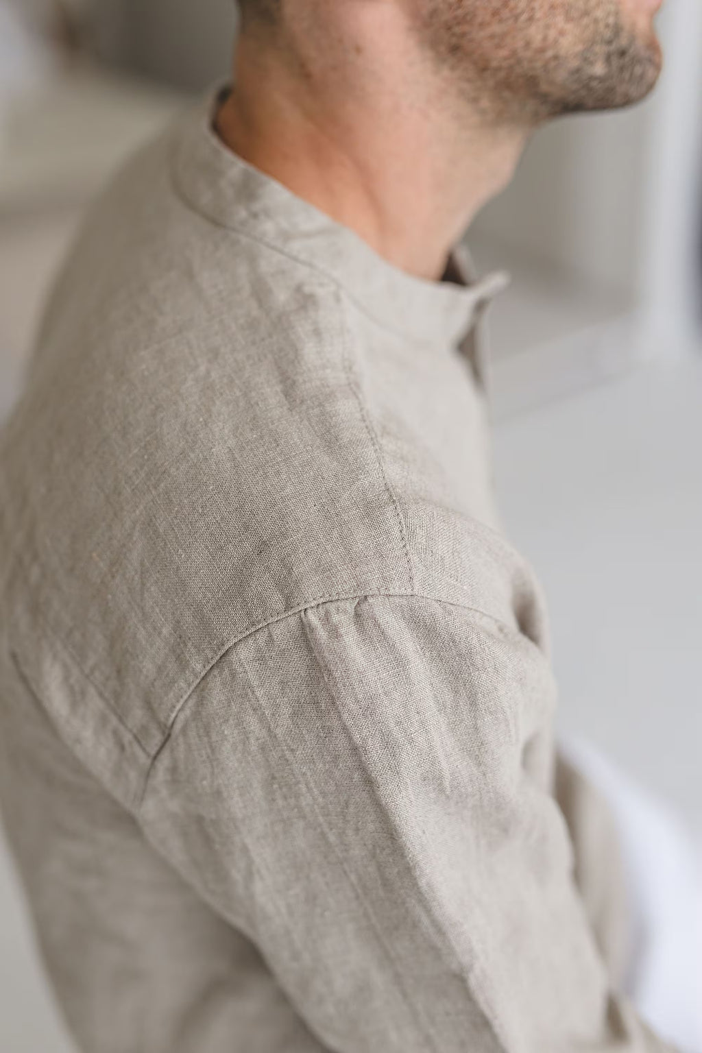 Chemise Classique en Lin pour Homme – Lin Naturel | Manches Longues & Boutons en Coco