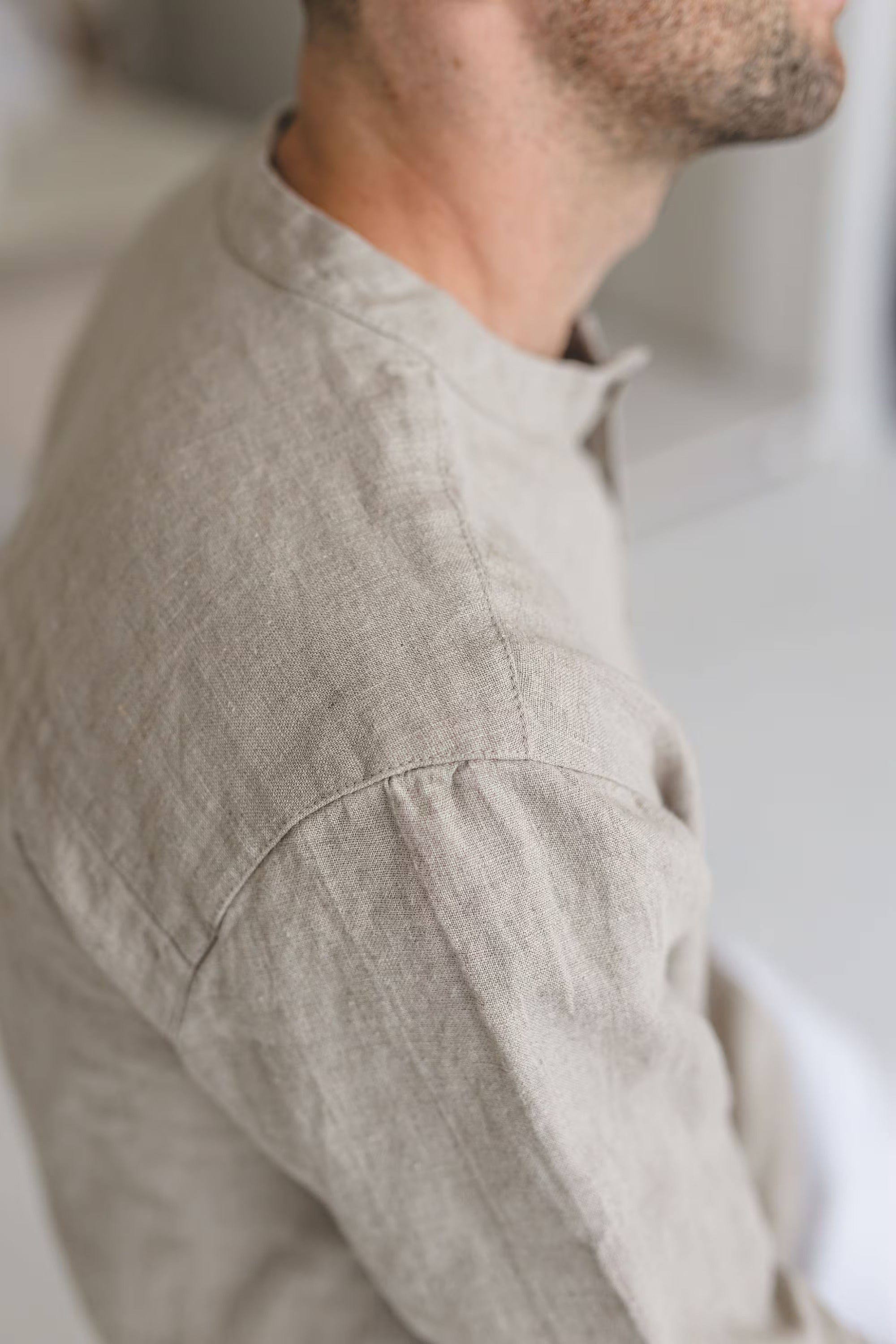 Chemise Classique en Lin pour Homme – Lin Naturel | Manches Longues & Boutons en Coco