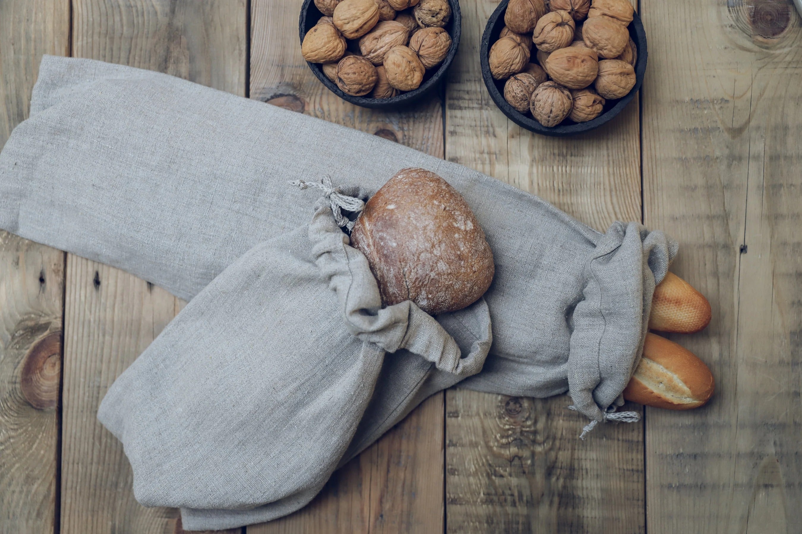 Sac à Pain en Lin Lavé Épais (260g/m²) – Conservation Naturelle & Durable