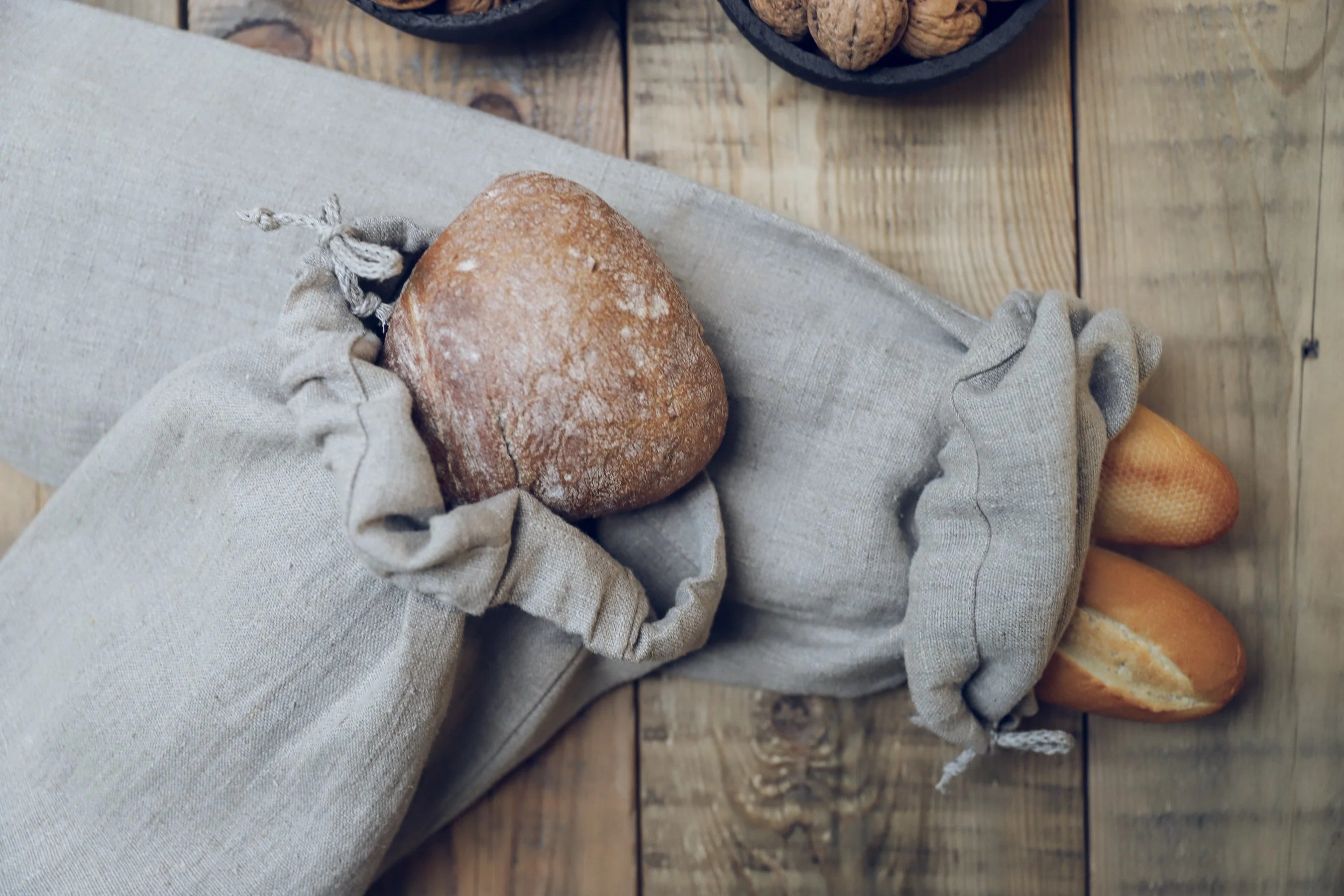 Sac à Pain en Lin Lavé Épais (260g/m²) – Conservation Naturelle & Durable