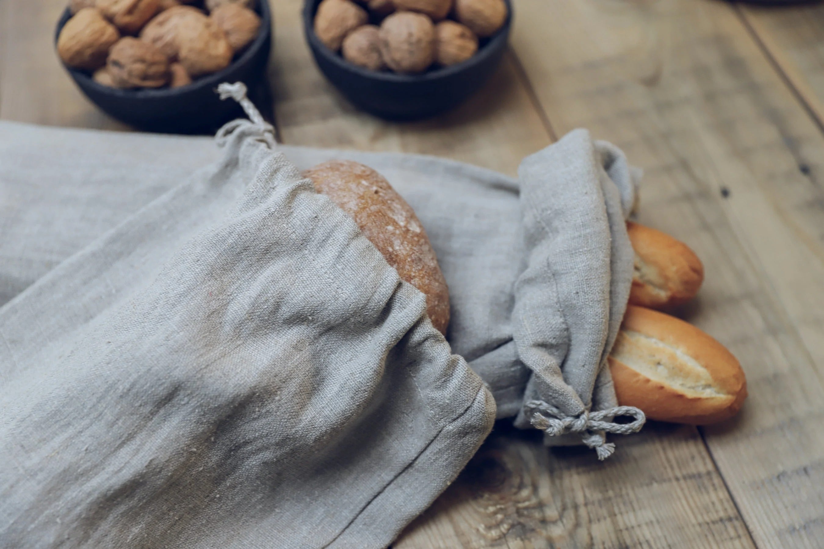 Sac à Pain en Lin Lavé Épais (260g/m²) – Conservation Naturelle & Durable