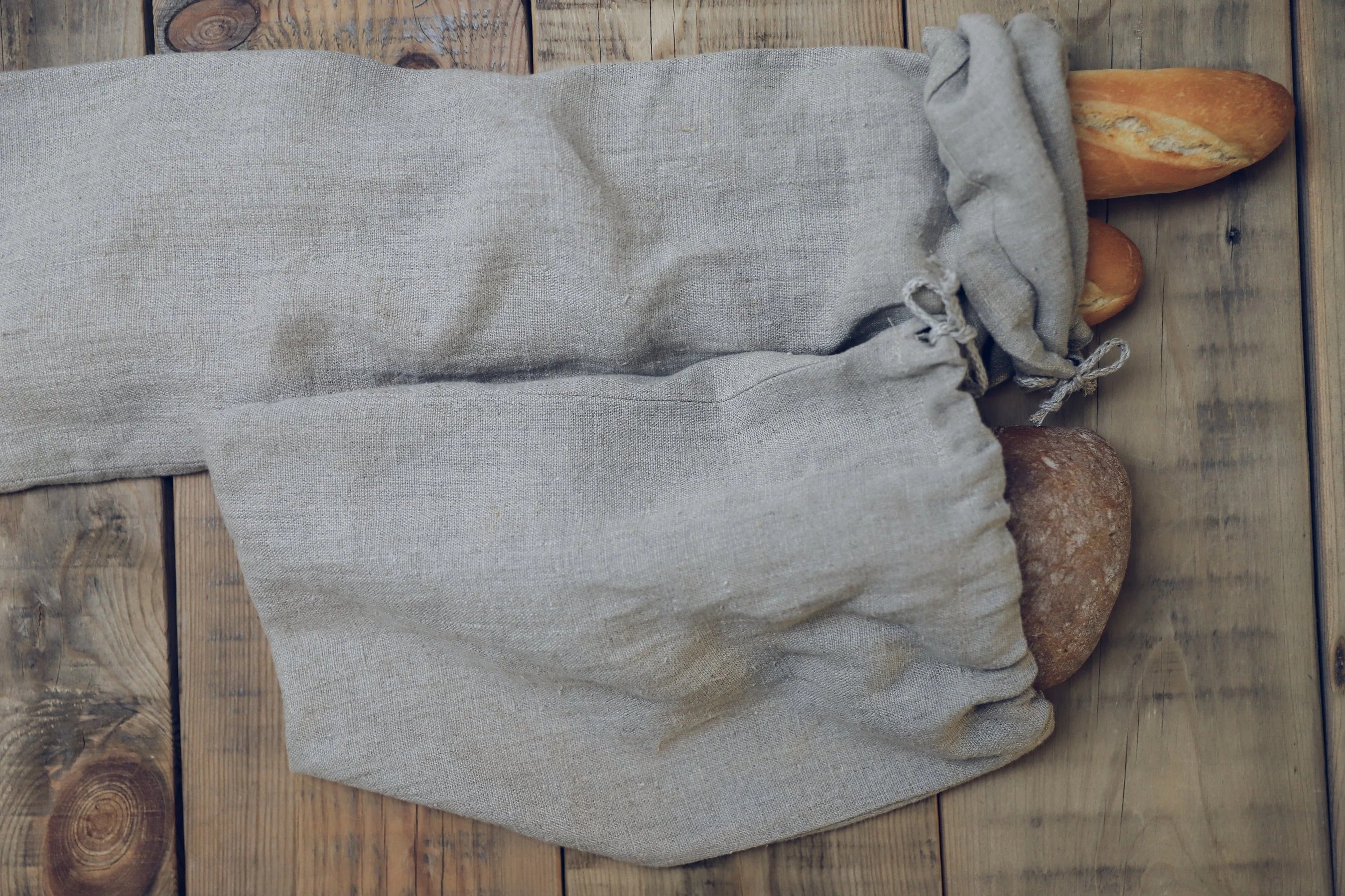 Sac à Pain en Lin Lavé Épais (260g/m²) – Conservation Naturelle & Durable