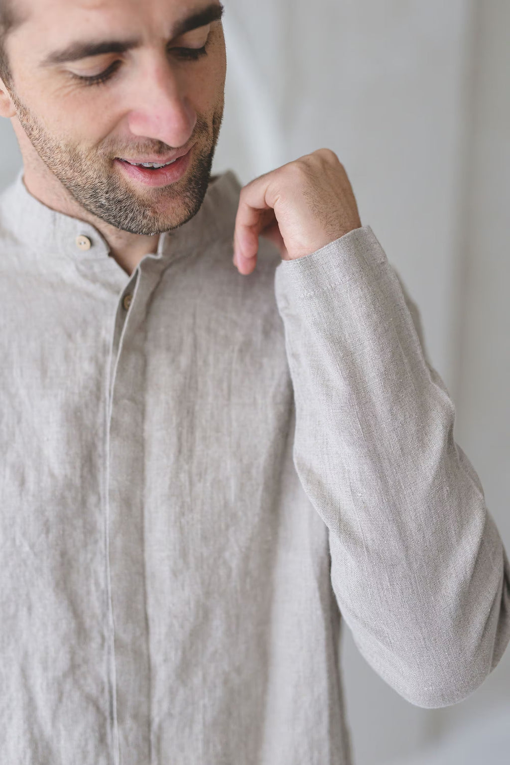 Chemise Classique en Lin pour Homme – Lin Naturel | Manches Longues & Boutons en Coco