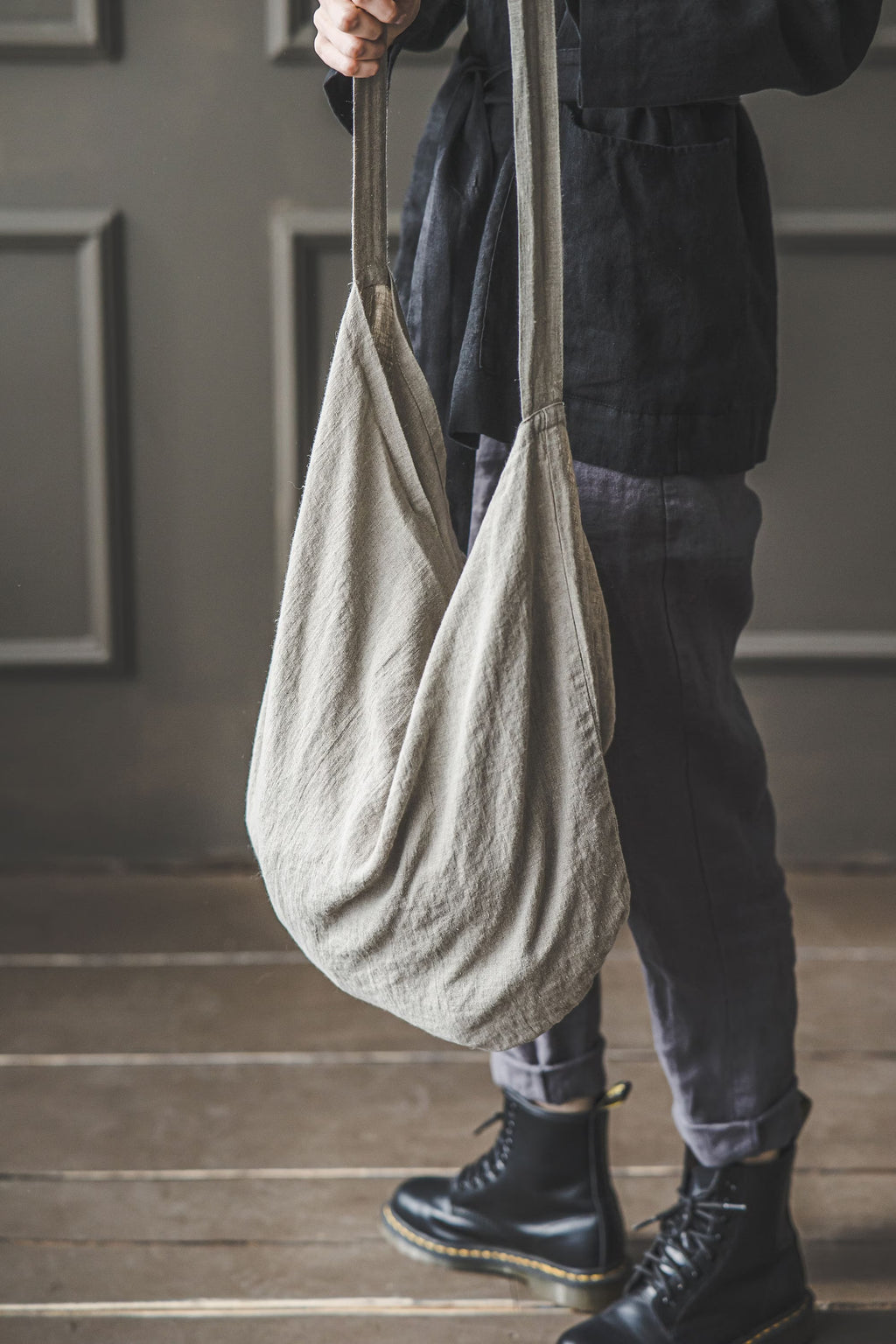 Grand Cabas en Lin Lavé – Sac Shopping Éco-responsable | Couleur Lin Naturel