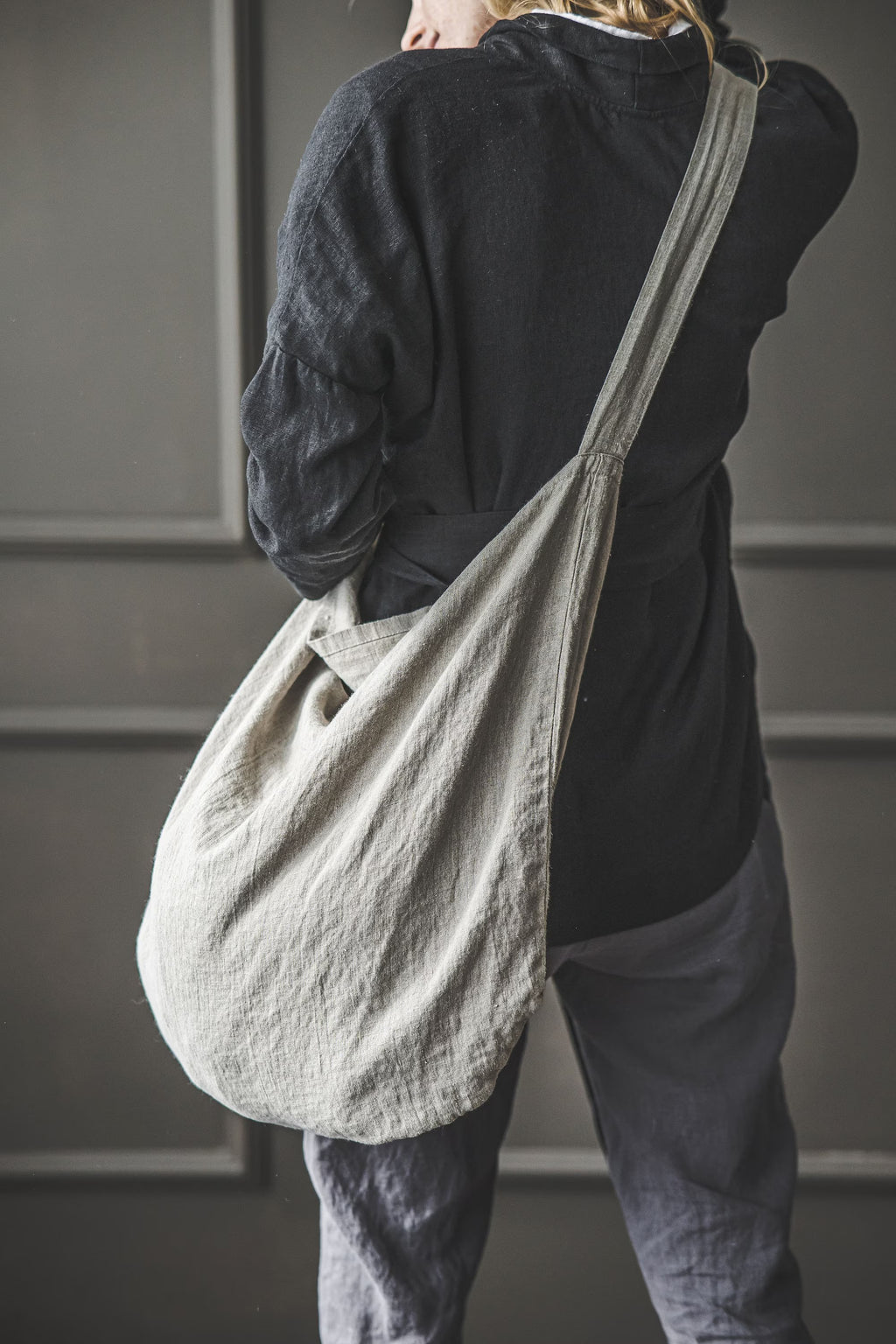 Grand Cabas en Lin Lavé – Sac Shopping Éco-responsable | Couleur Lin Naturel