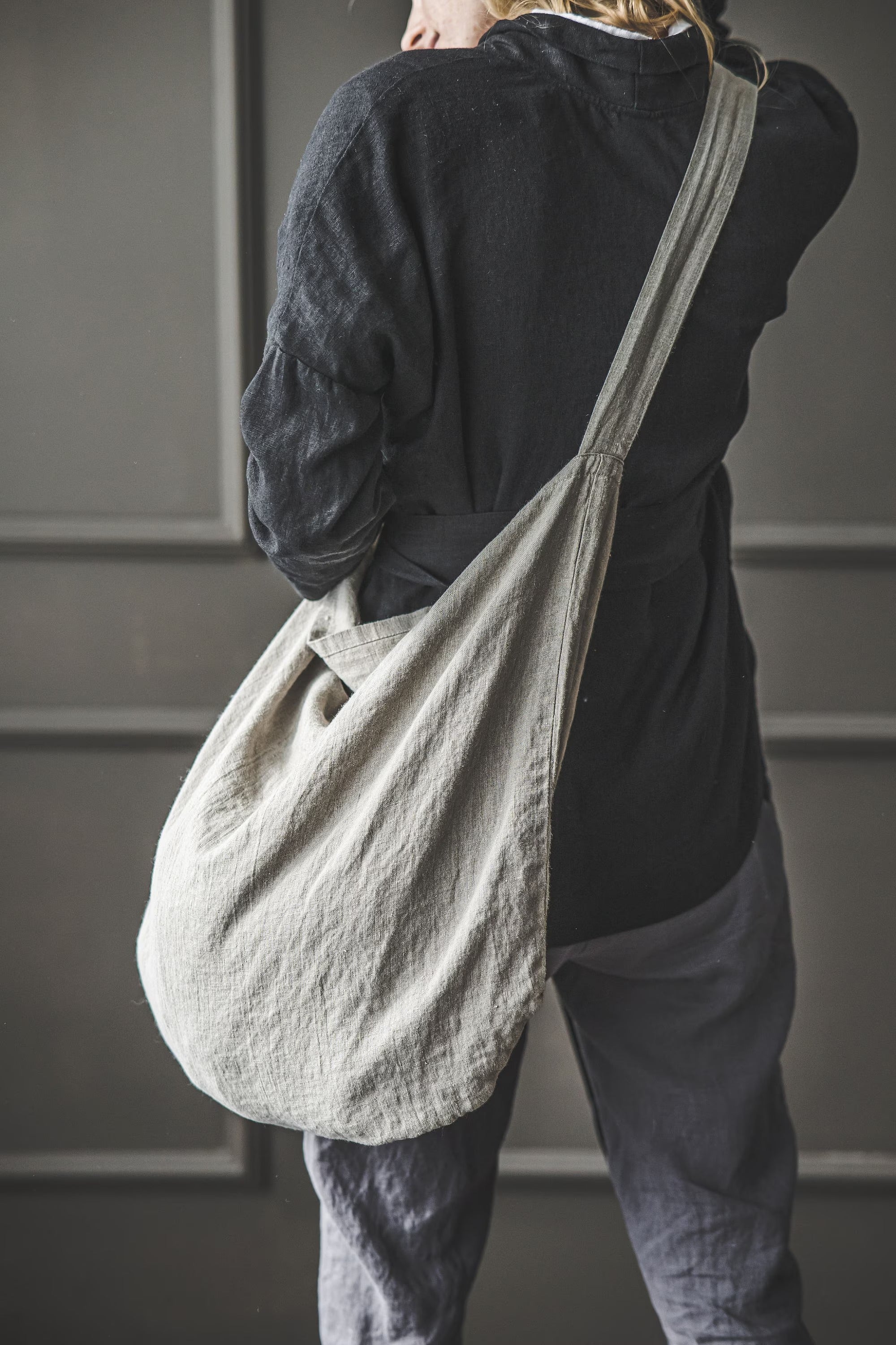 Grand Cabas en Lin Lavé – Sac Shopping Éco-responsable | Couleur Lin Naturel