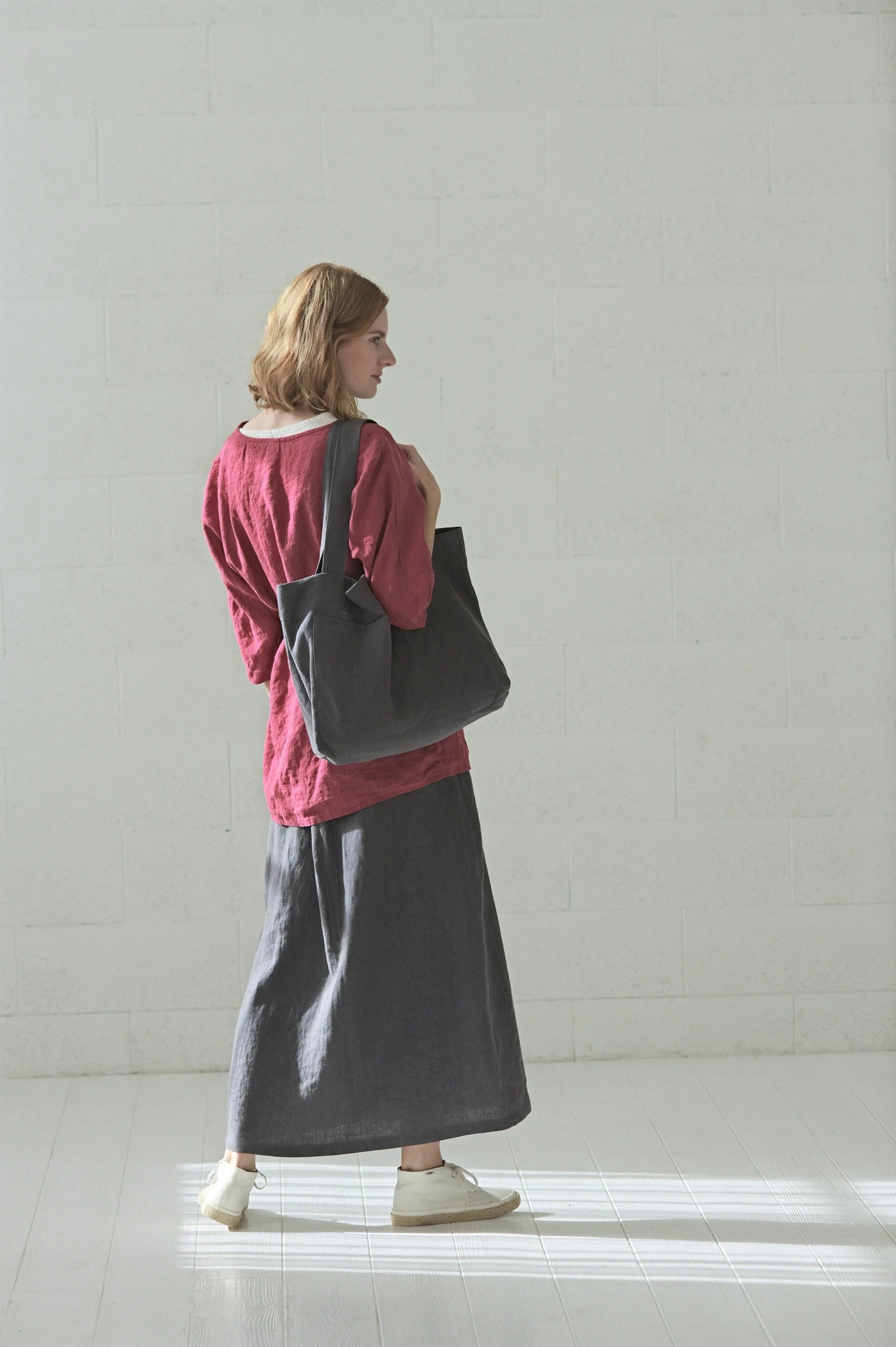 Sac Tote Bag en Lin Épais (260g/m²) – Gris Anthracite | Durable & Minimaliste