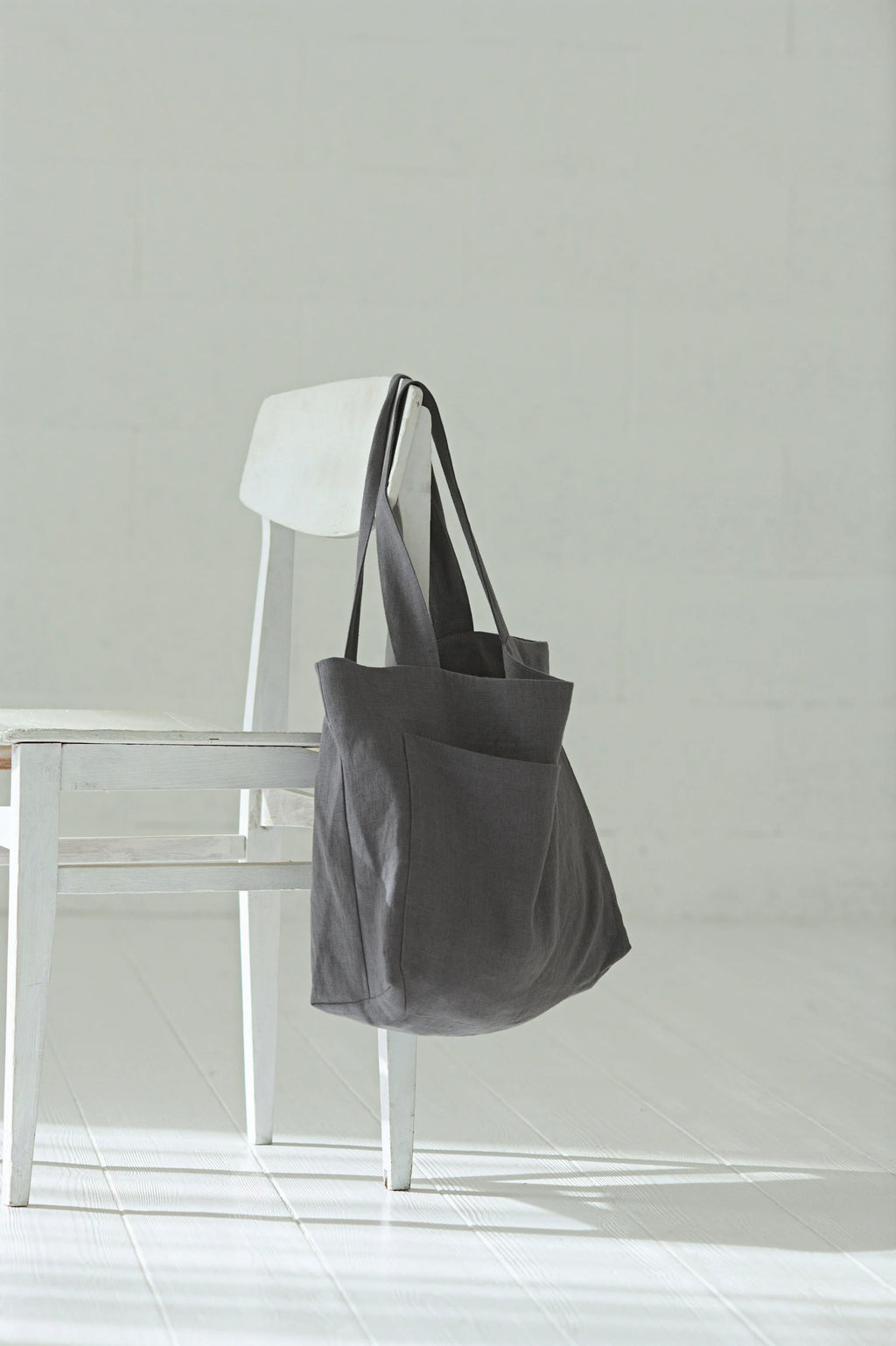 Sac Tote Bag en Lin Épais (260g/m²) – Gris Anthracite | Durable & Minimaliste