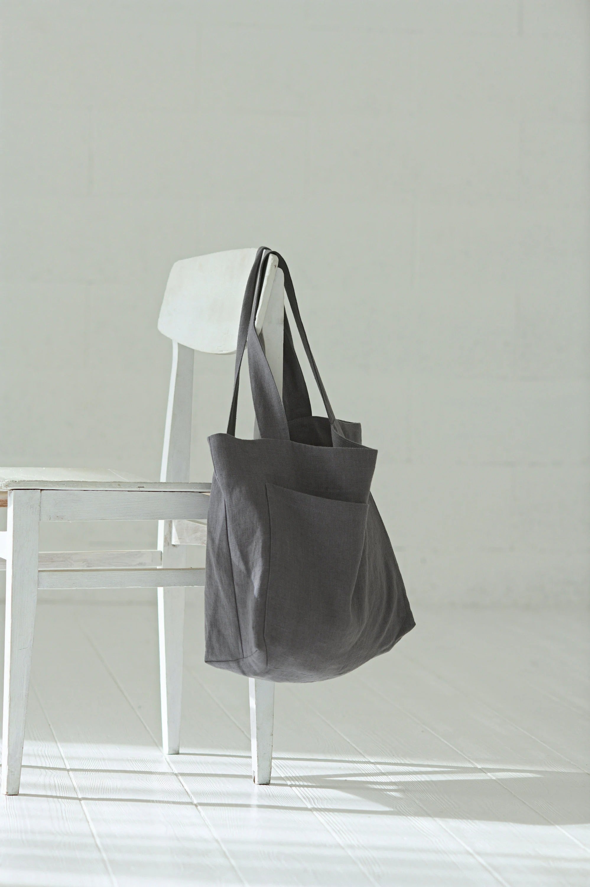 Sac Tote Bag en Lin Épais (260g/m²) – Gris Anthracite | Durable & Minimaliste
