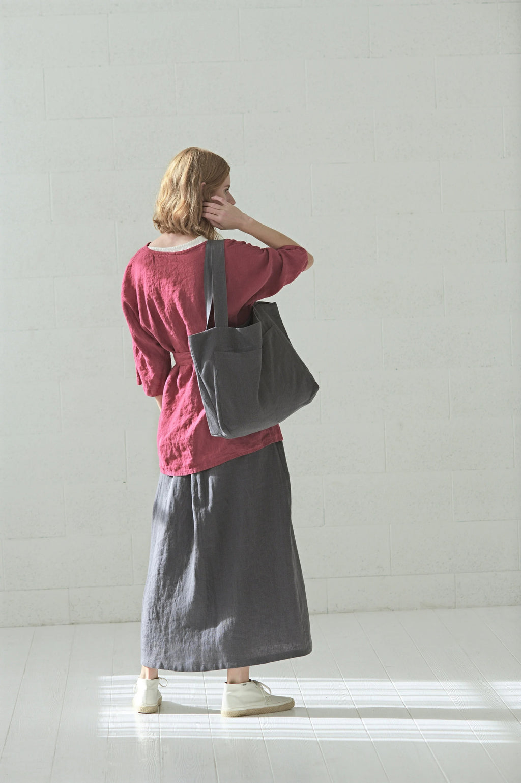 Sac Tote Bag en Lin Épais (260g/m²) – Gris Anthracite | Durable & Minimaliste