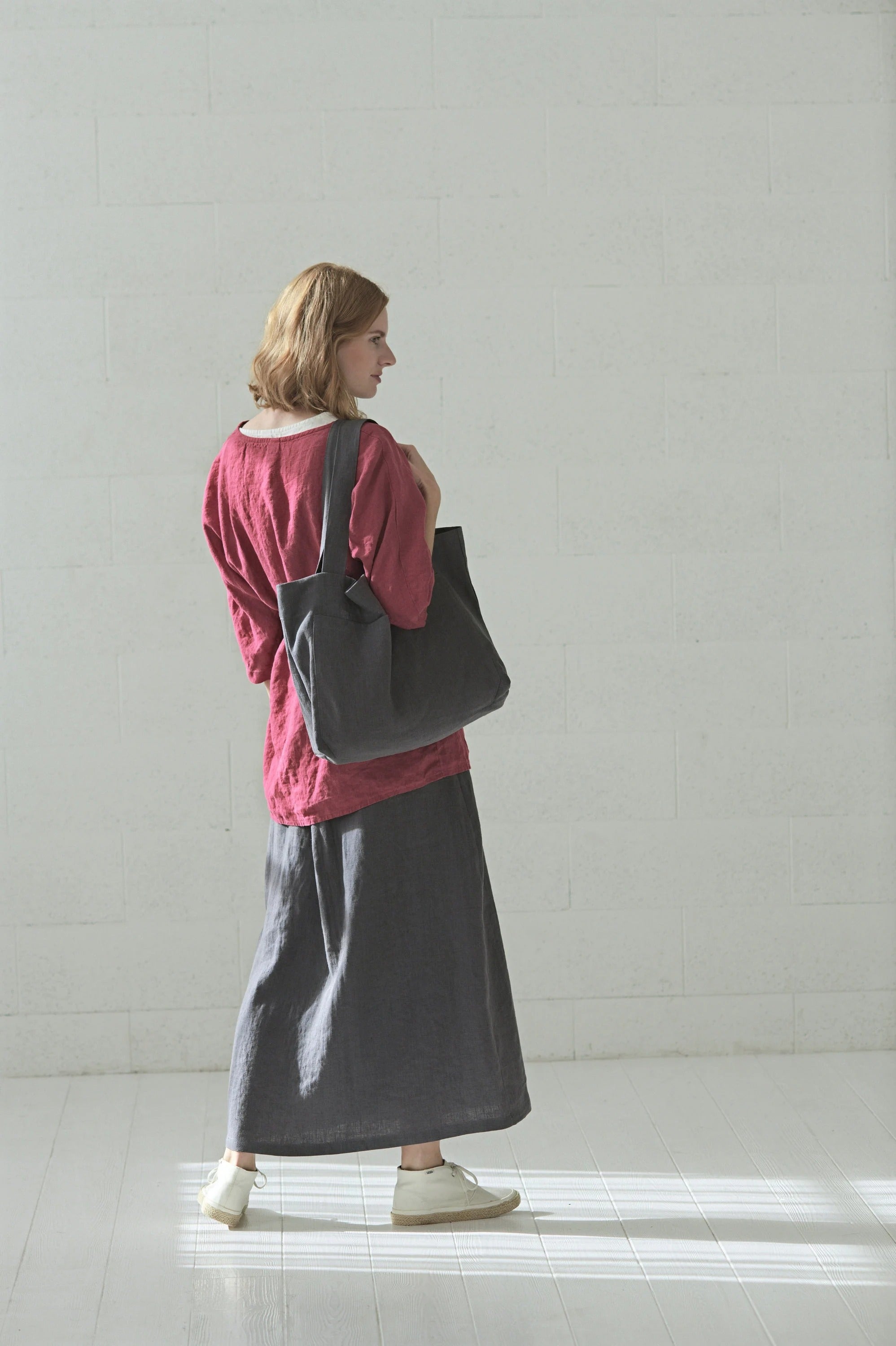 Sac Tote Bag en Lin Épais (260g/m²) – Gris Anthracite | Durable & Minimaliste