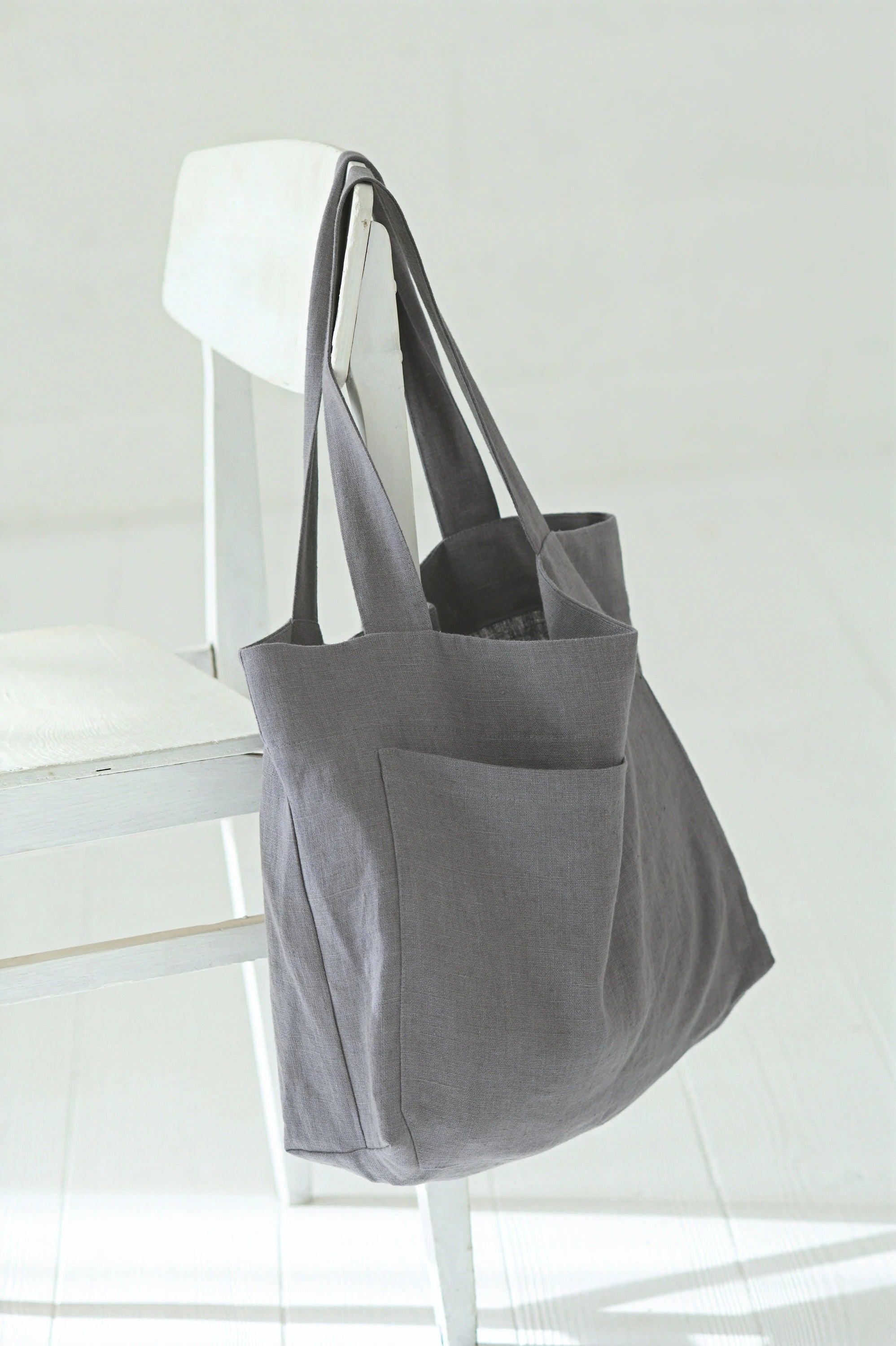 Sac Tote Bag en Lin Épais (260g/m²) – Gris Anthracite | Durable & Minimaliste