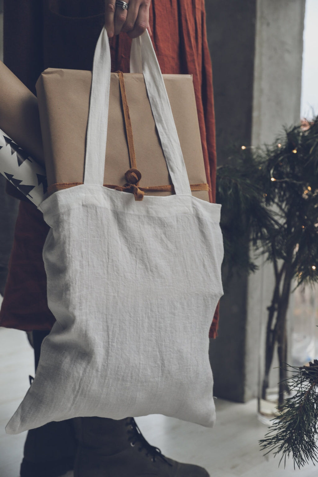 Sac Shopping en Lin Lavé – Vert Sauge | Tote Bag Éco-conçu & Durable