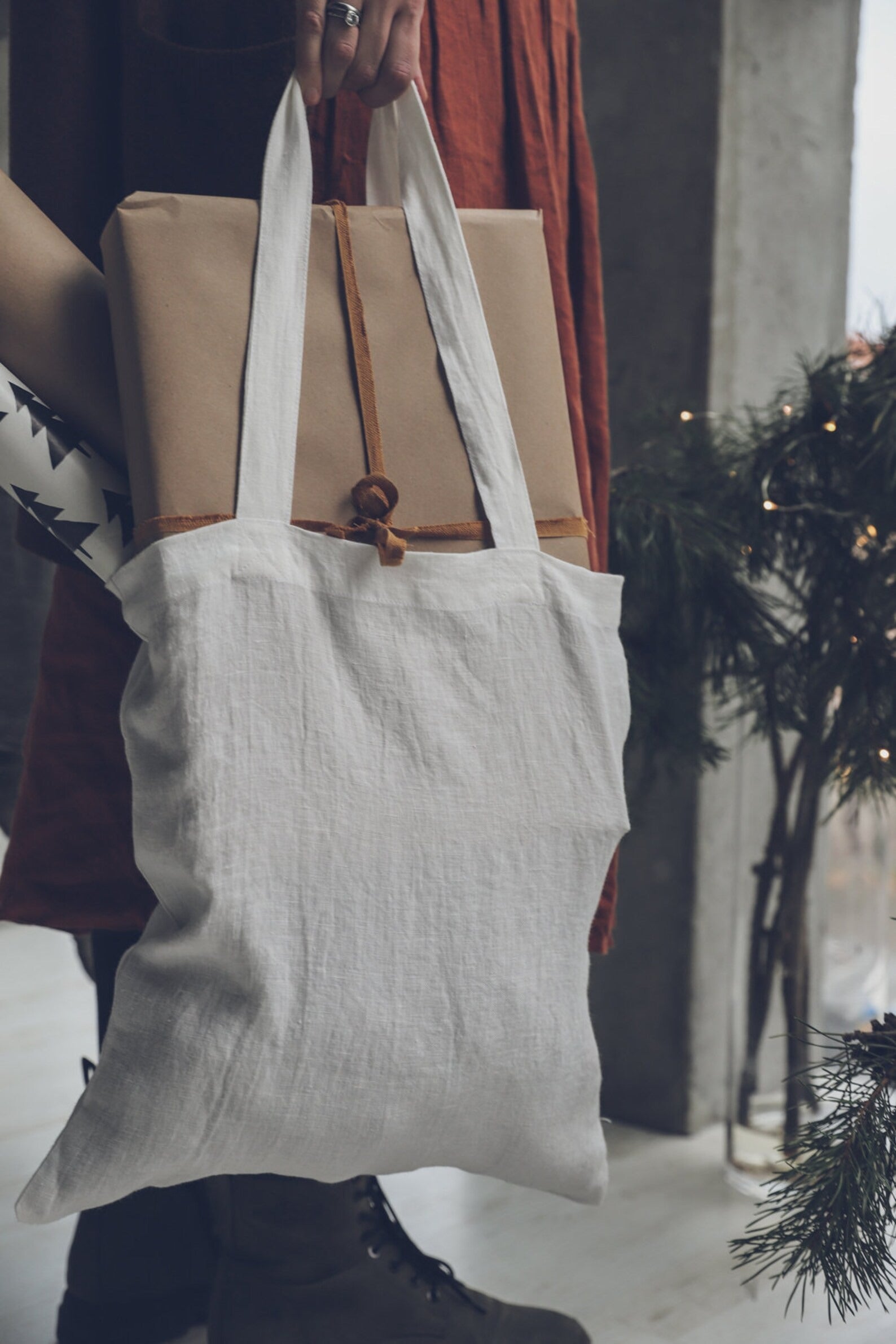 Sac Shopping en Lin Lavé – Vert Sauge | Tote Bag Éco-conçu & Durable
