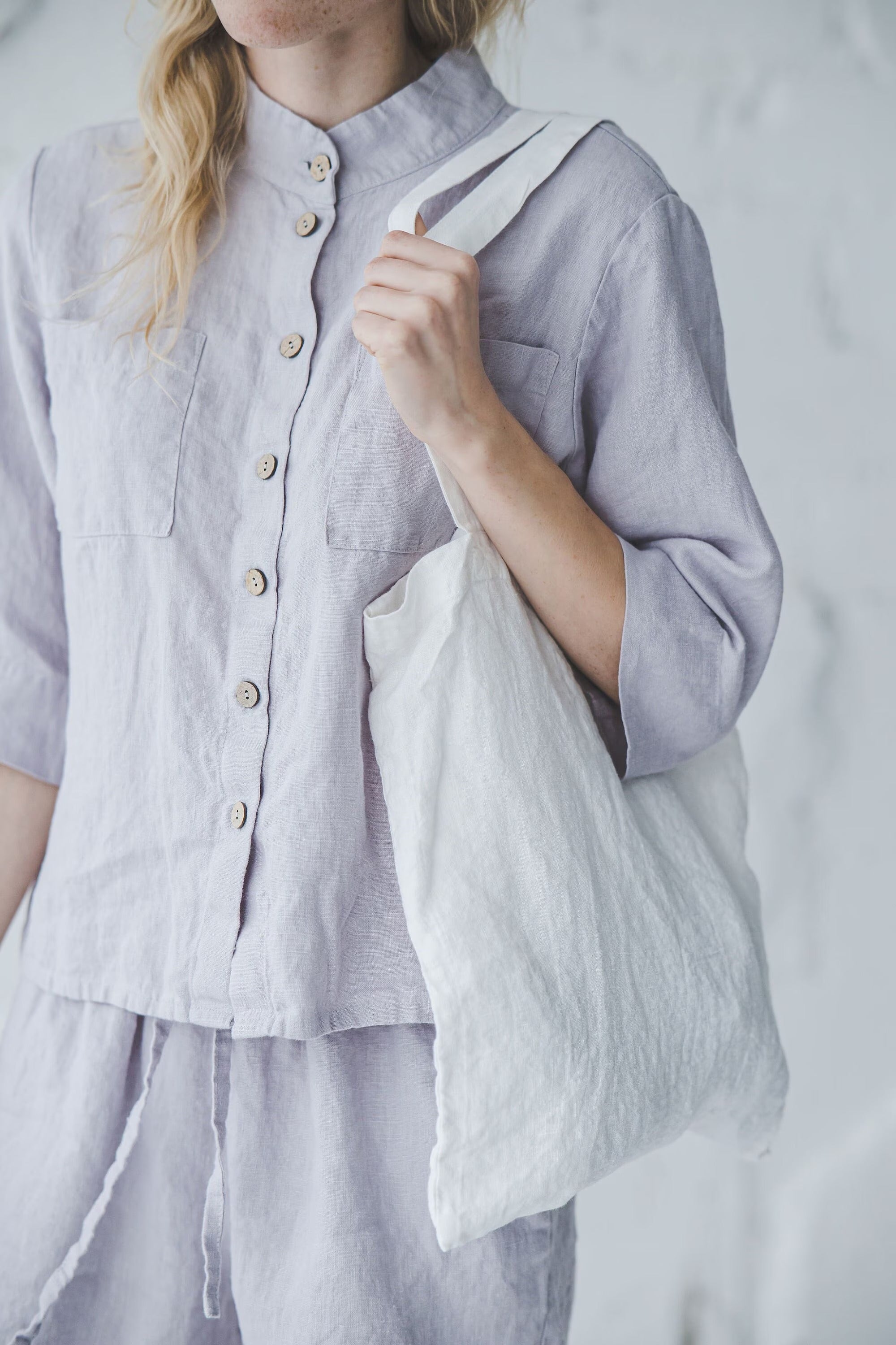 Sac Shopping en Lin Lavé – Vert Sauge | Tote Bag Éco-conçu & Durable
